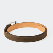 LEATHER BELT OLIVE NUBUCK