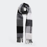 MERINO WOOL SCARF GREY CHECK