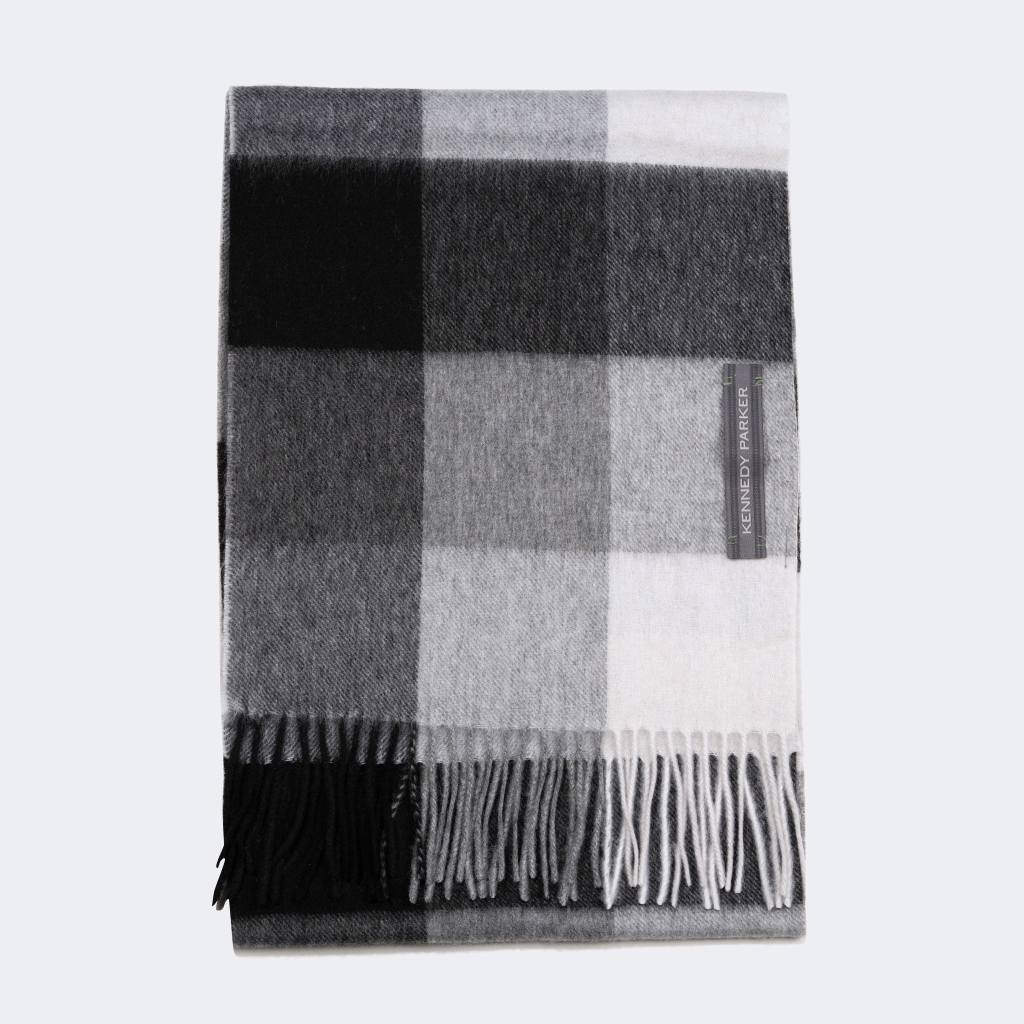 MERINO WOOL SCARF GREY CHECK