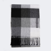 MERINO WOOL SCARF GREY CHECK