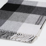 MERINO WOOL SCARF GREY CHECK