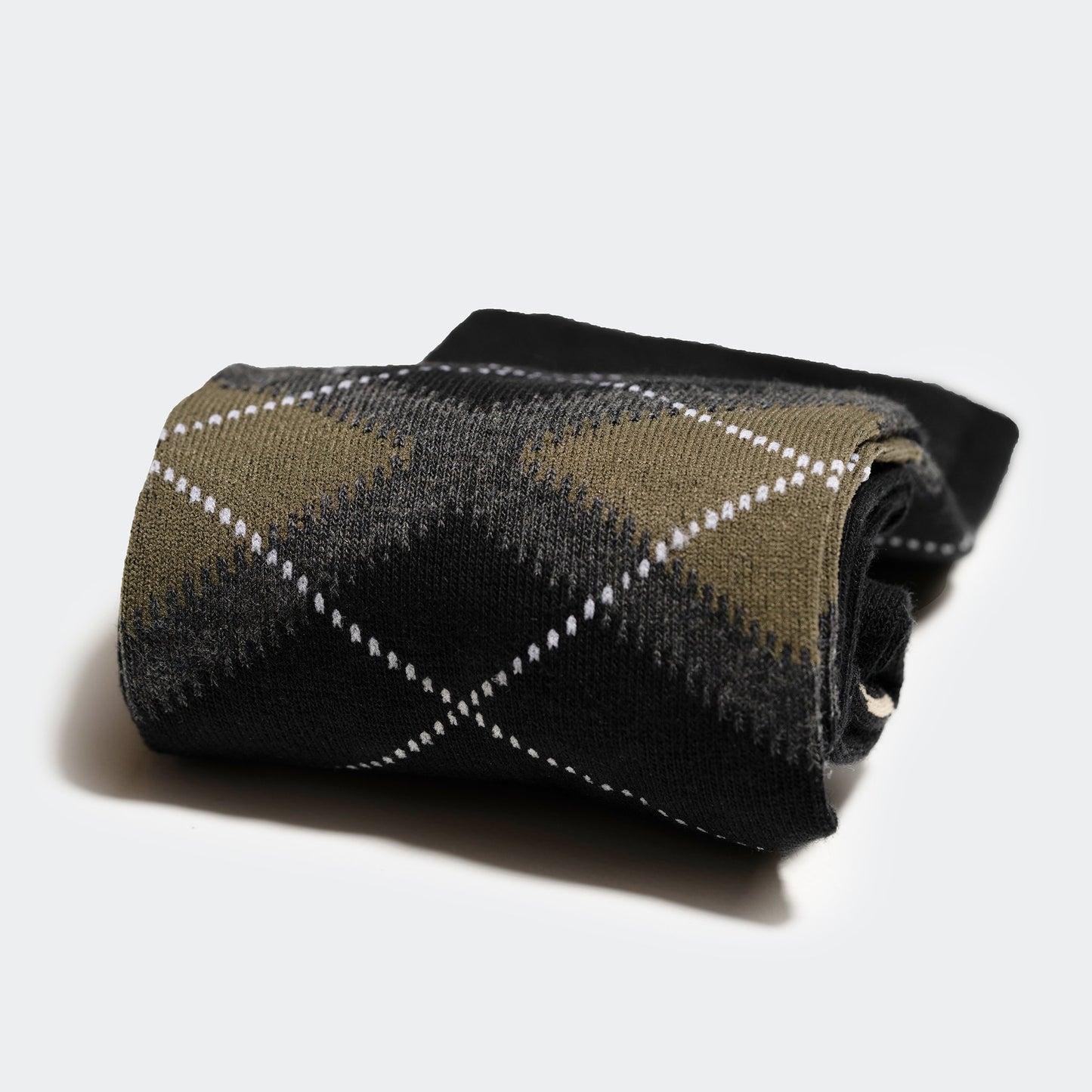 BLACK AND OLIVE ARGYLE CREW SOCK