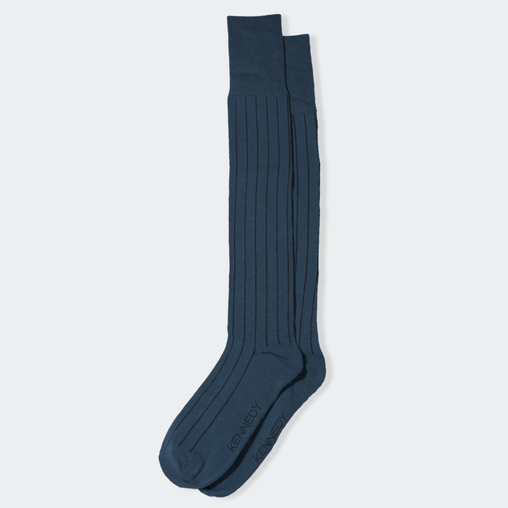 BLUE PLAIN OVER-THE-CALF SOCK