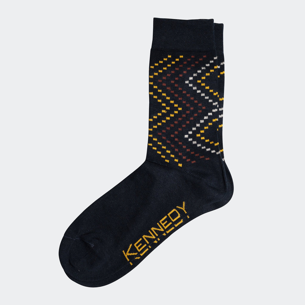 NAVY ZIG ZAG CREW SOCK